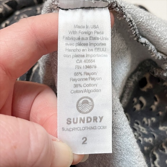 Sundry leopard hoodie hooded sweatshirt soft stretchy knit loungewear gray black - Picture 9 of 11